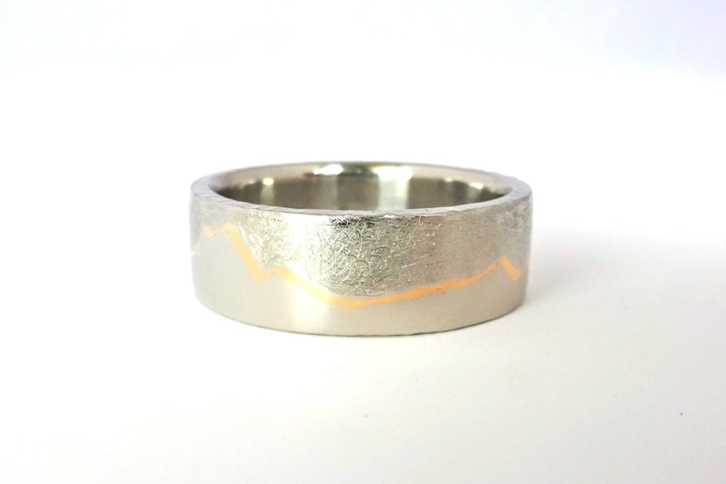 Custom Gold Inlay Mountain Ring by Michelle Lenae Jewelry handmade to order