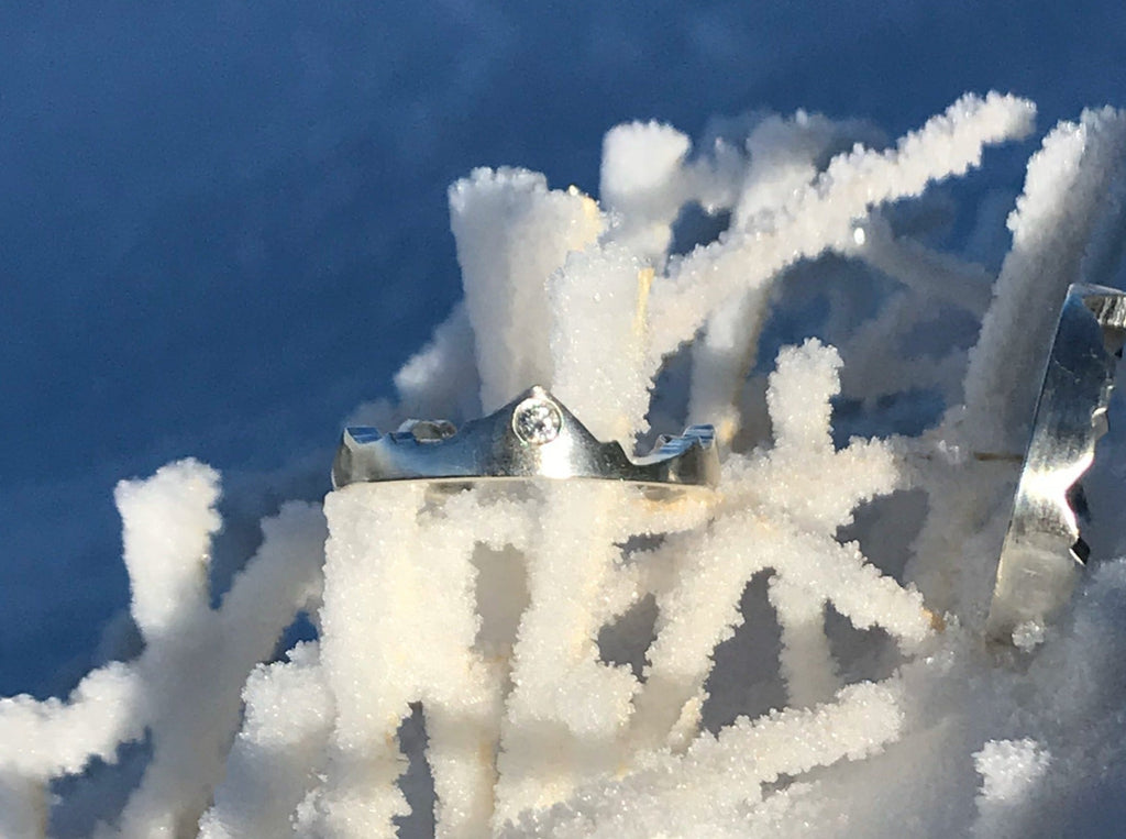 Each stacker mountain ring is handcrafted from your choice of recycled material and mountain range. This made to order mountain ring is designed for mountain lovers who want fun and versatility in their jewelry. 