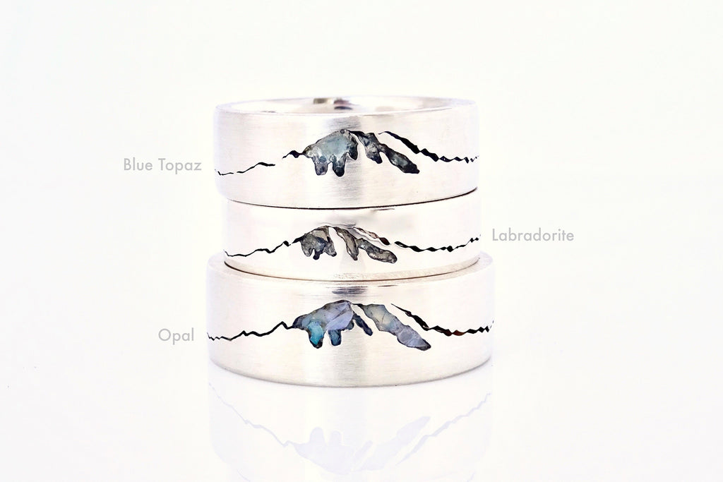 Inlay option examples for custom summit mountain rings