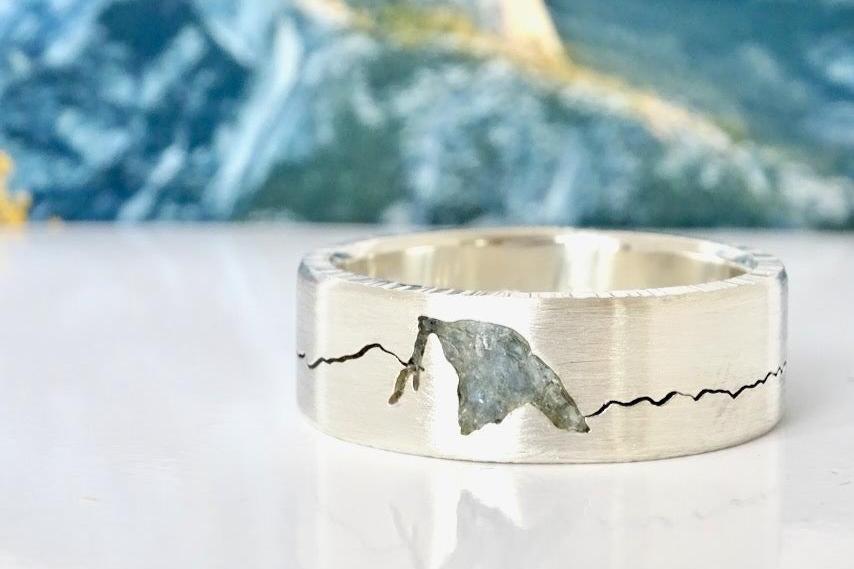 Half Dome Summit Inlay Ring with Aquamarine inlay