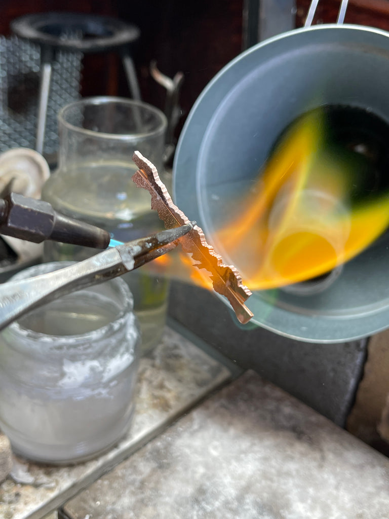 Handmade custom mountain ring with recycled 14k rose gold 