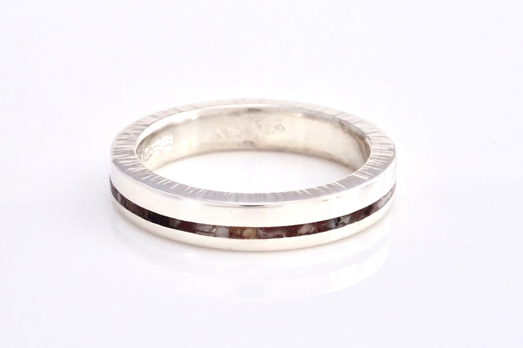 Horizon Inlay Wedding Band handmade to order with your choice of recycled materials & gemstone.  Made to order by Michelle Lenae Jewelry in Seattle WA