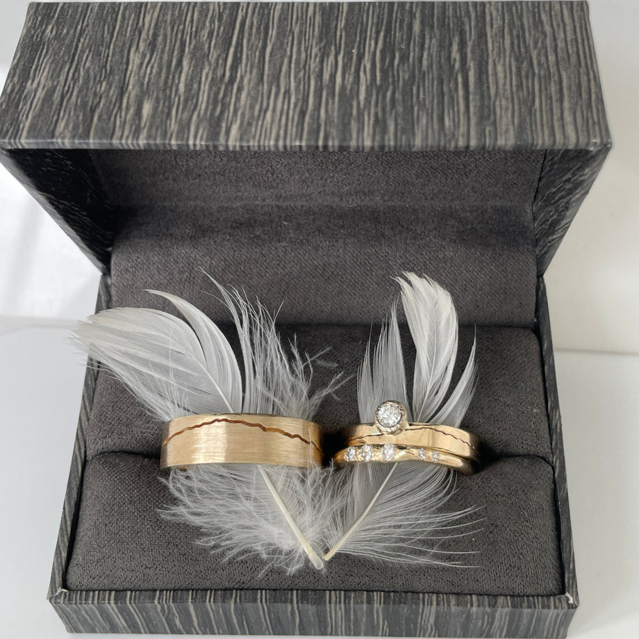 Modern Mountain Wedding Ring Set – Michelle Lenae Jewelry