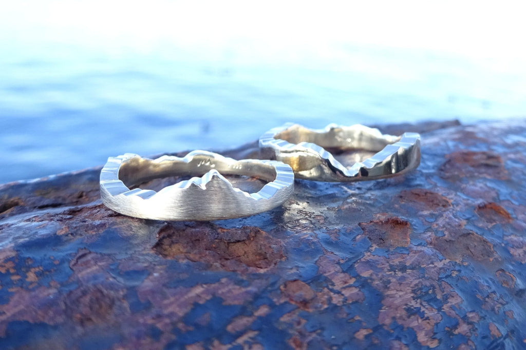 Interlocking mountain ring handcrafted from 14k yellow gold 