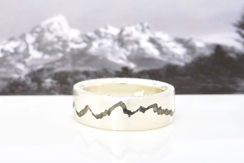 Labradorite Inlay Teton Mountain Ring made to order by Michelle Lenae Jewelry 