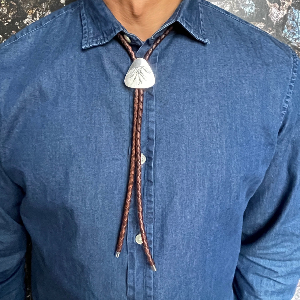 Mountain Bolo with Moonstone inlay crafted with Mt Adams.  