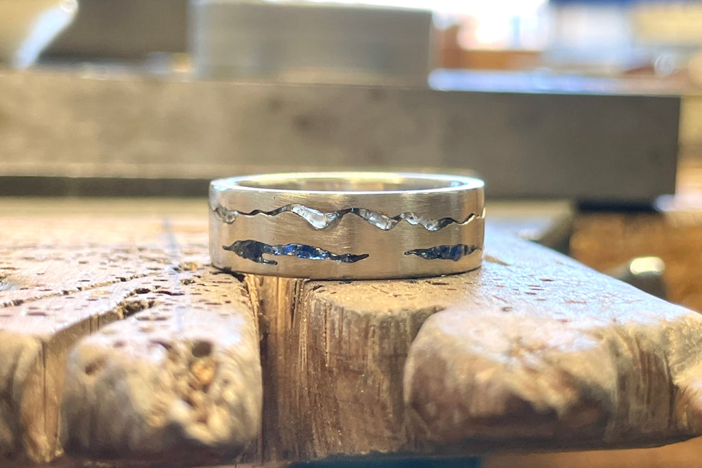 Sea to Sky Mountain Ring with quartz and sapphire 