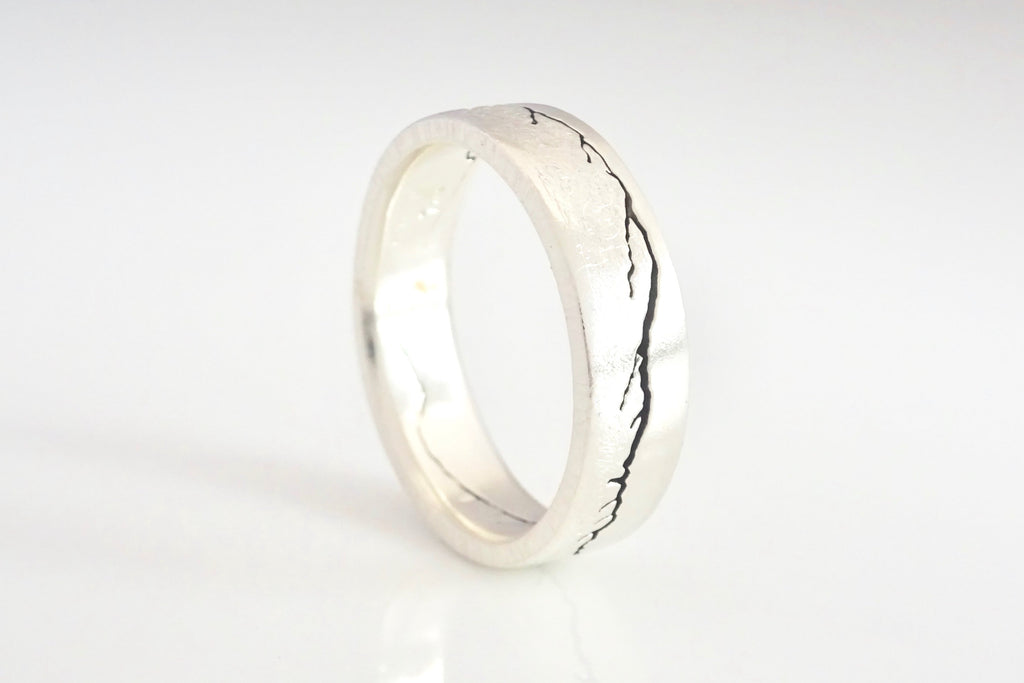 Custom Landscape Mountain Ring handmade in sterling silver 