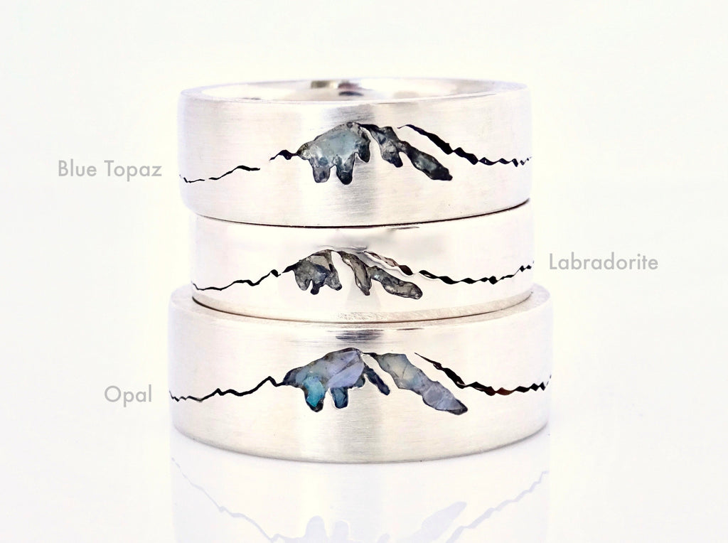 Rainier Summit Ring featuring Blue Topaz, Labradorite & Opal 