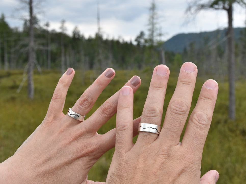 Mountain lovers with their custom mountain rings