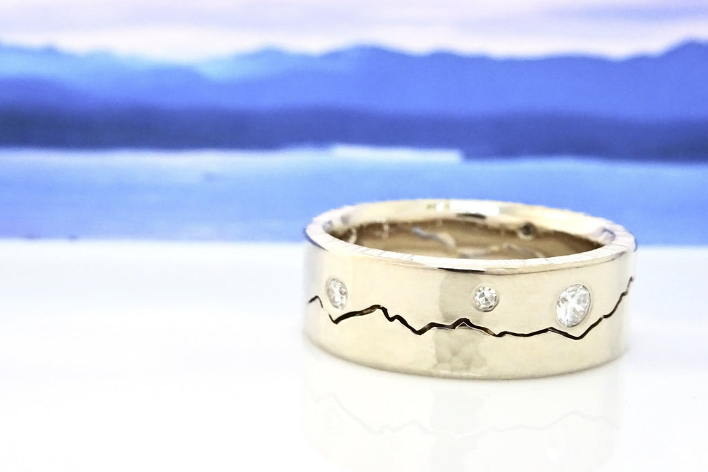 Add diamonds or gemstones to your Custom Modern Mountain Ring