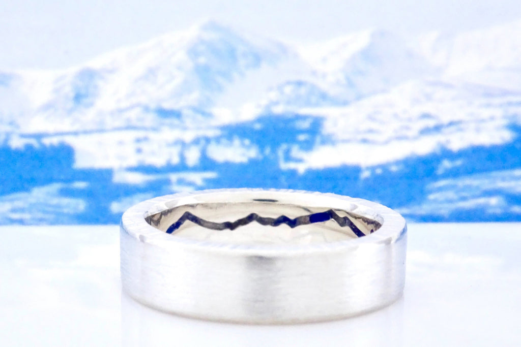Hidden Range Inlay Mountain Ring with chipped Sapphires