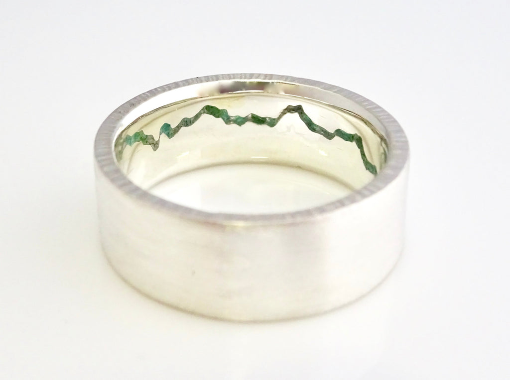 Hidden Range Inlay Mountain Ring featuring crushed emeralds