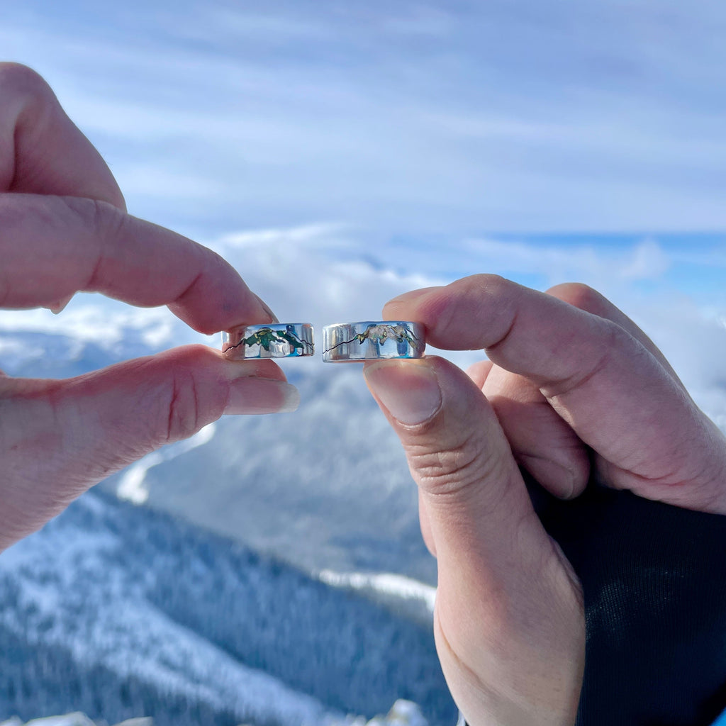 Rainier Summit Ring handcrafted in your choice of materials. Mountain rings hand made to order in Seattle WA