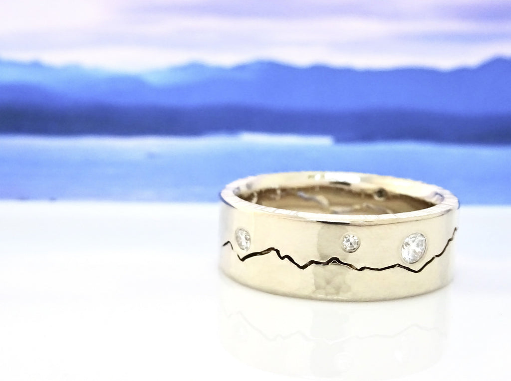 Add diamonds or gemstones to your Custom Modern Mountain Ring