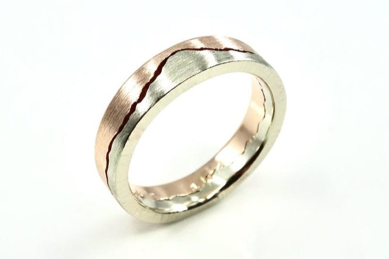 Mixed 14k Rose & White Gold Mountain Ring featuring Mt Hood