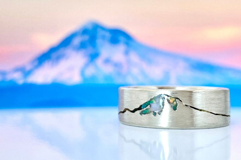Mt Hood Summit Ring with Opal inlay