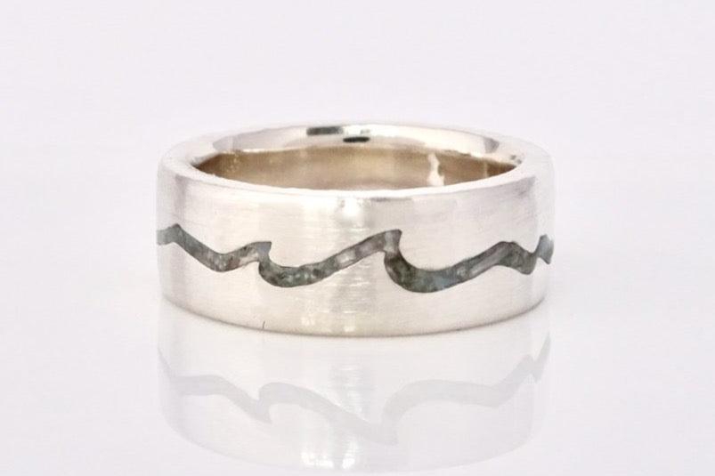 Ocean Gemstone Inlay Ring handmade by Michelle Lenae Jewelry 