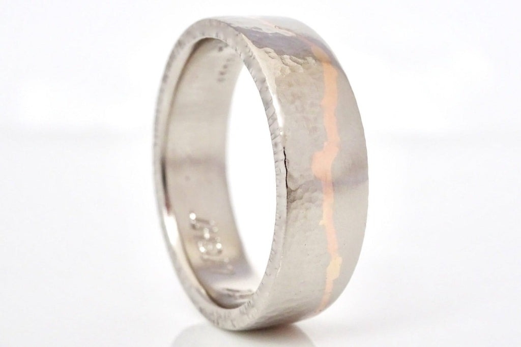 Platinum Gold Inlay Mountain Ring handmade to order with your choice mountain range.  Each custom platinum ring features either yellow or rose gold

