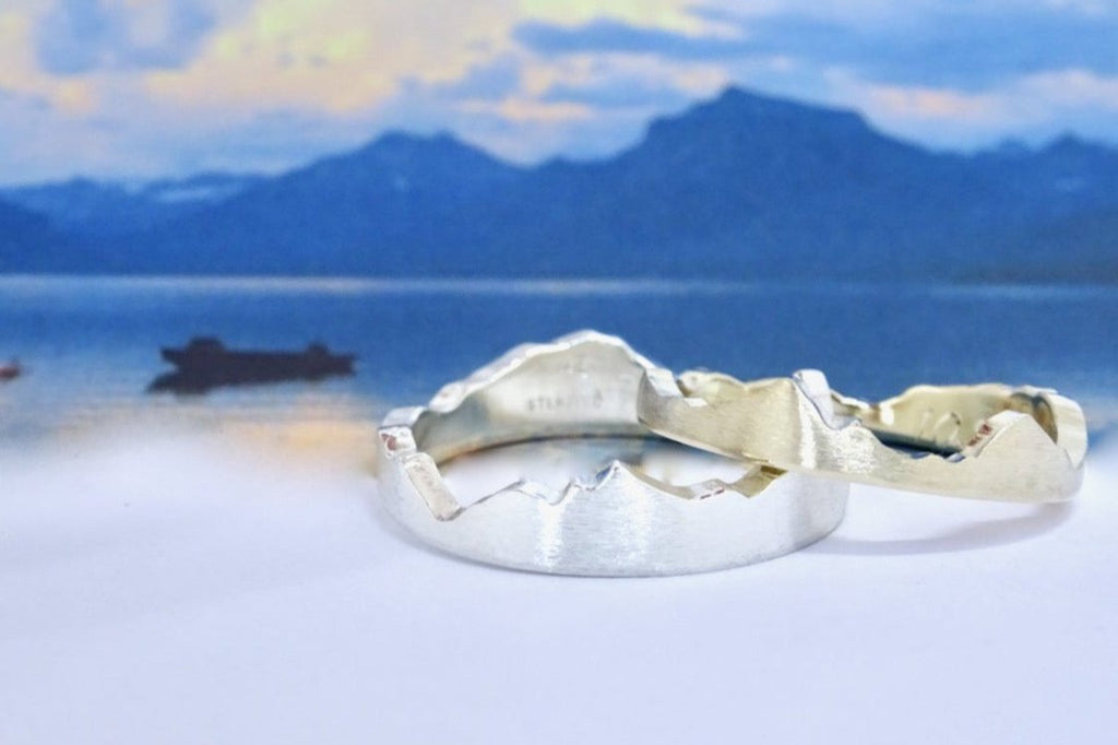 Split Puzzle Mountain Band by Michelle Lenae Jewelry handmade to order with your choice of recycled precious metal.