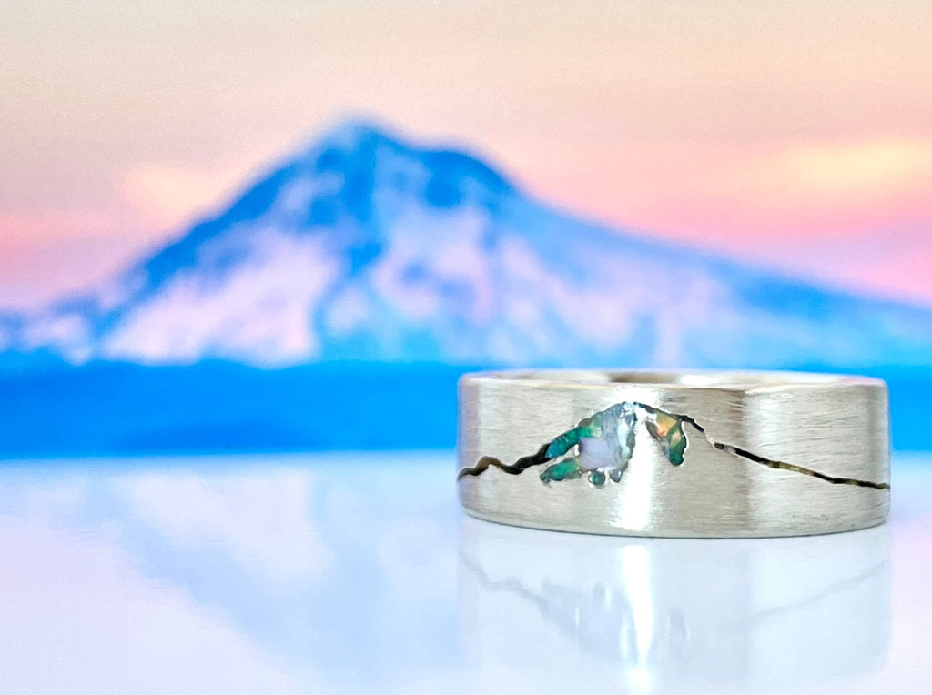Mt Hood Summit Ring with Opal inlay